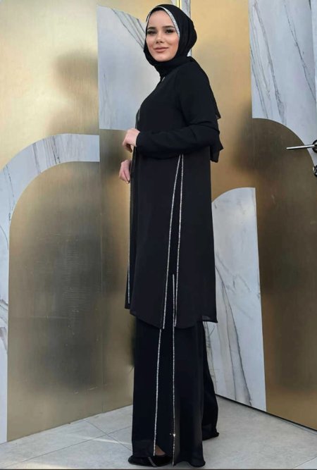 طقم شيفون وكرستال